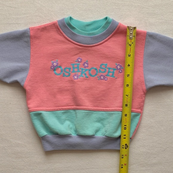Vintage Oshkosh B’gosh Pink, Lavender, Pastel Colorblock Pullover Sweatshirt 18M - Picture 11 of 12